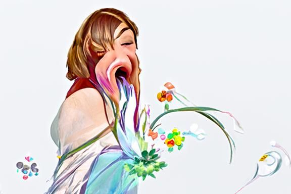 Floral Sneeze: Art Nouveau Whimsical Illustration