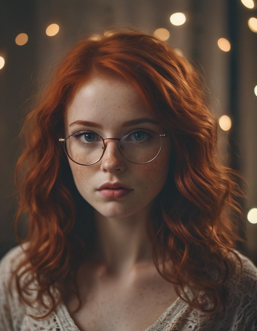 Stunning Redhead Portrait with Bokeh and Film Grain