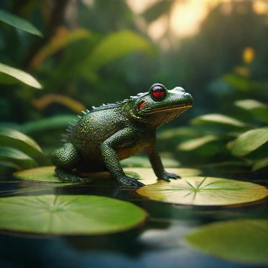 Exotic Tripopotamus in Rousseau-Inspired Jungle