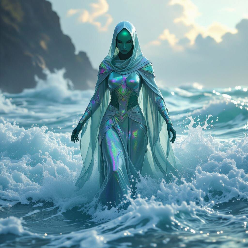 Alien Goddess Emerges from the Ocean