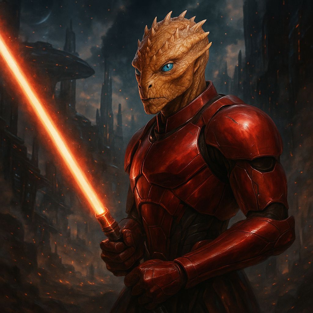 Sci-Fi Alien Warrior with Laser Sword in Digital Art