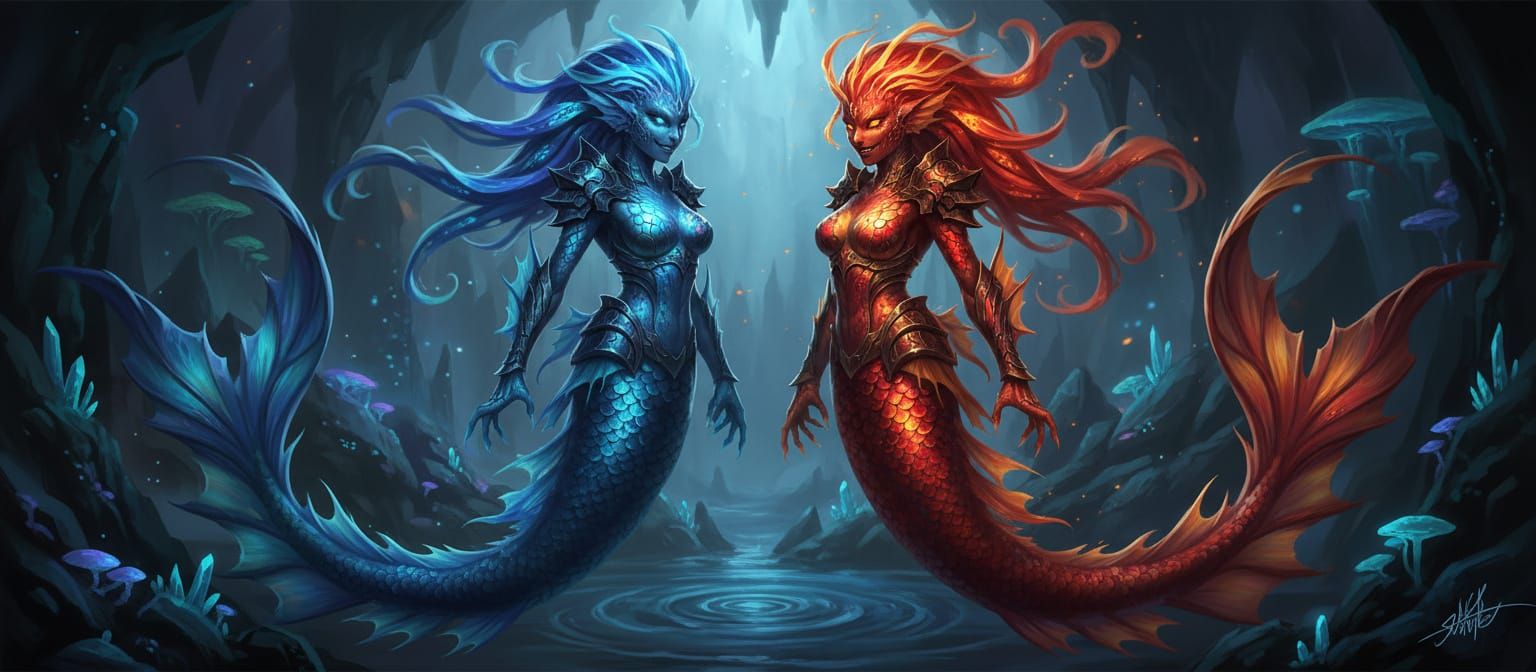 Sinister Koi Monster Girls with Vibrant Scales