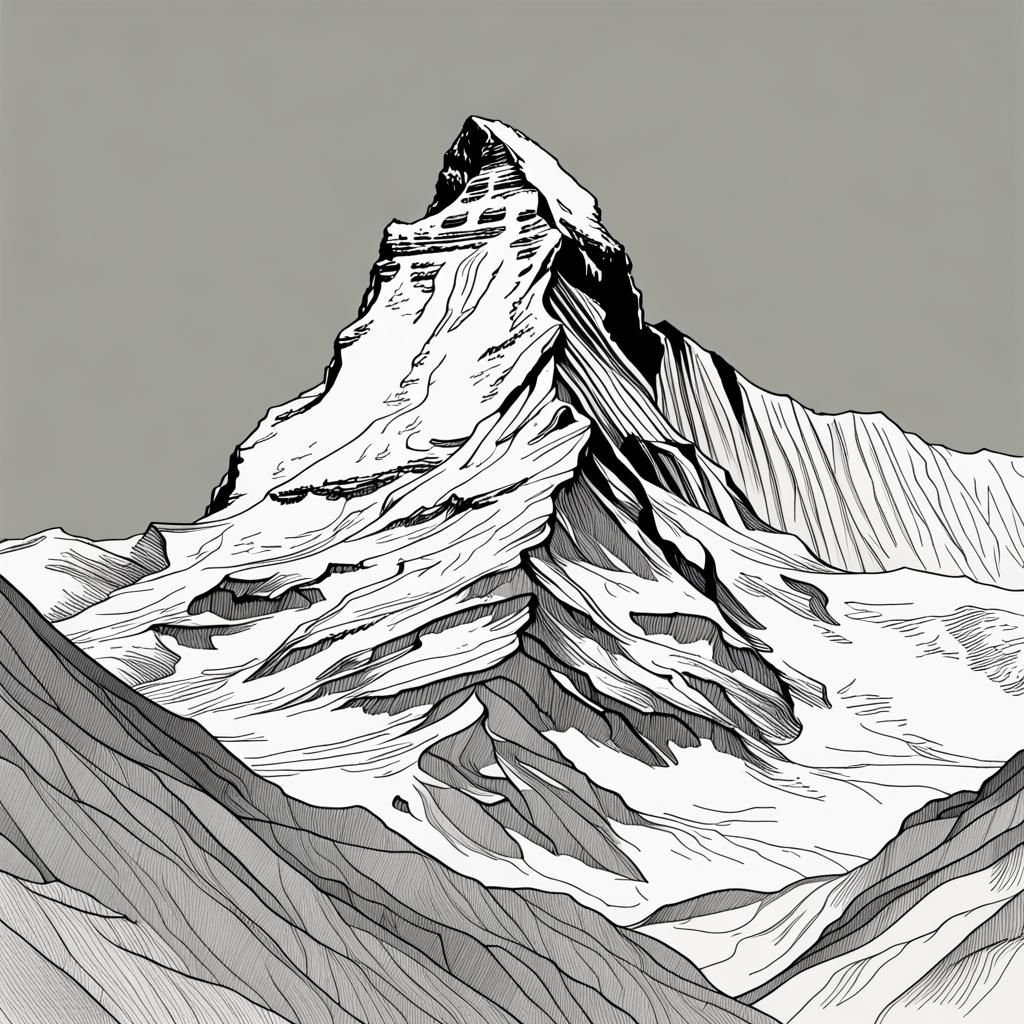 Minimalist Line Art Portrait of Matterhorn