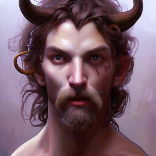 Satyr Plays Fiddle: Hyperdetailed Fantasy Portrait