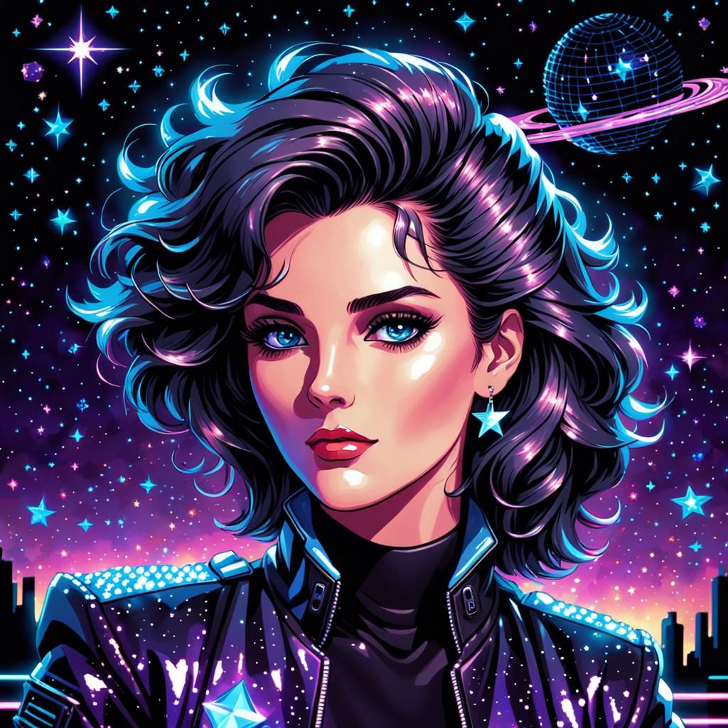 Cool 80s Girl Album Cover in Pixel Art