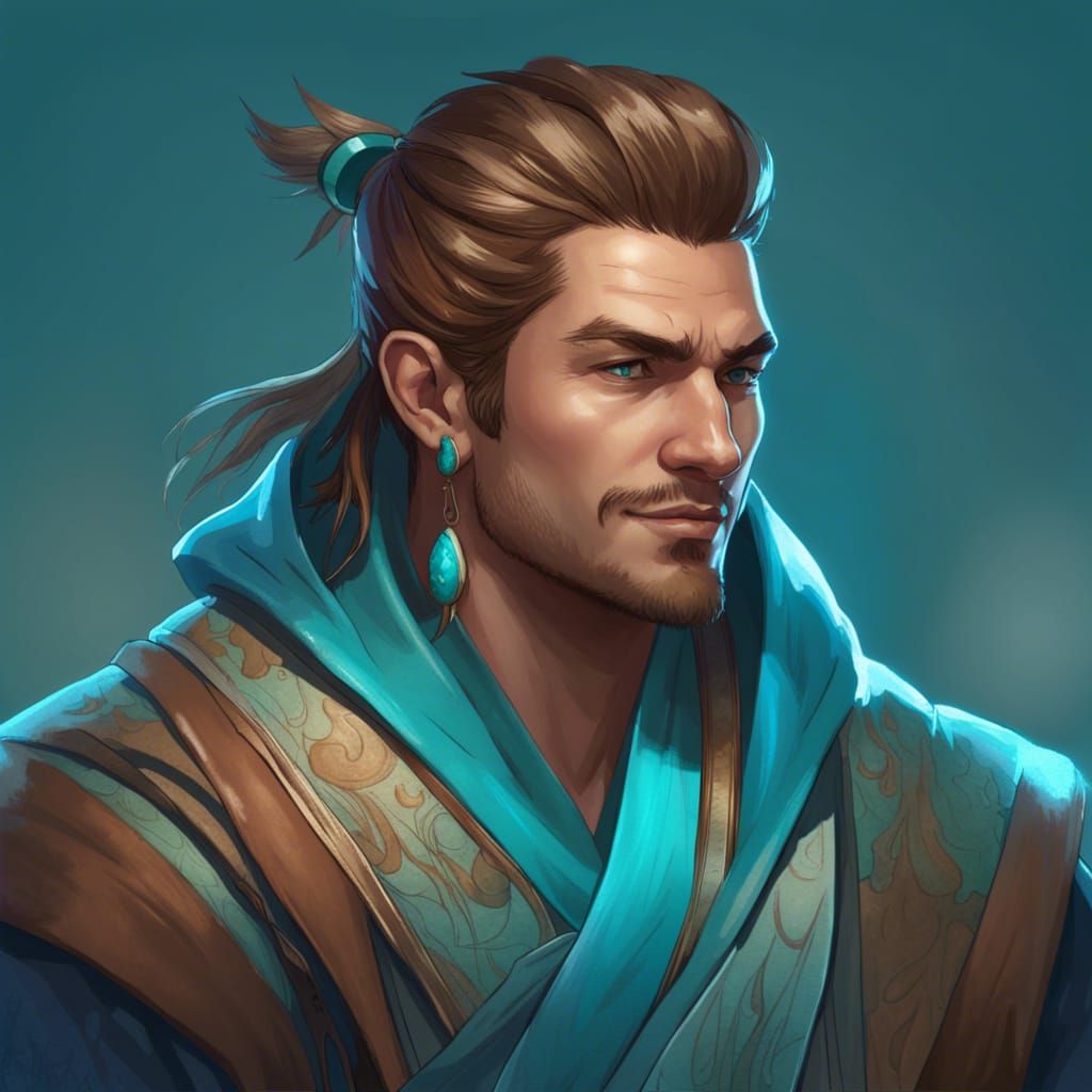 Confident Warrior in Kimono, Detailed Portrait