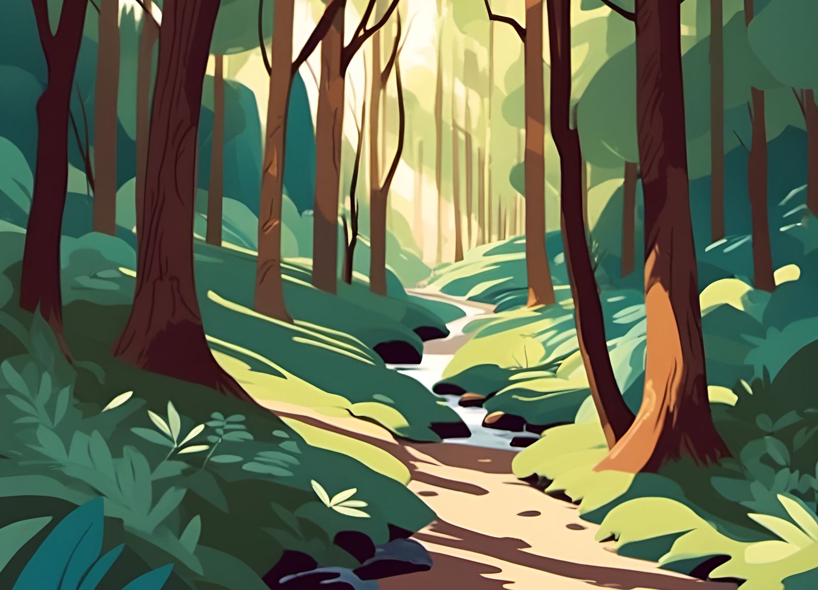 Enchanted Forest Stream in Disney Style