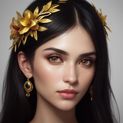 Golden Women Portrait in Chiaroscuro Lighting