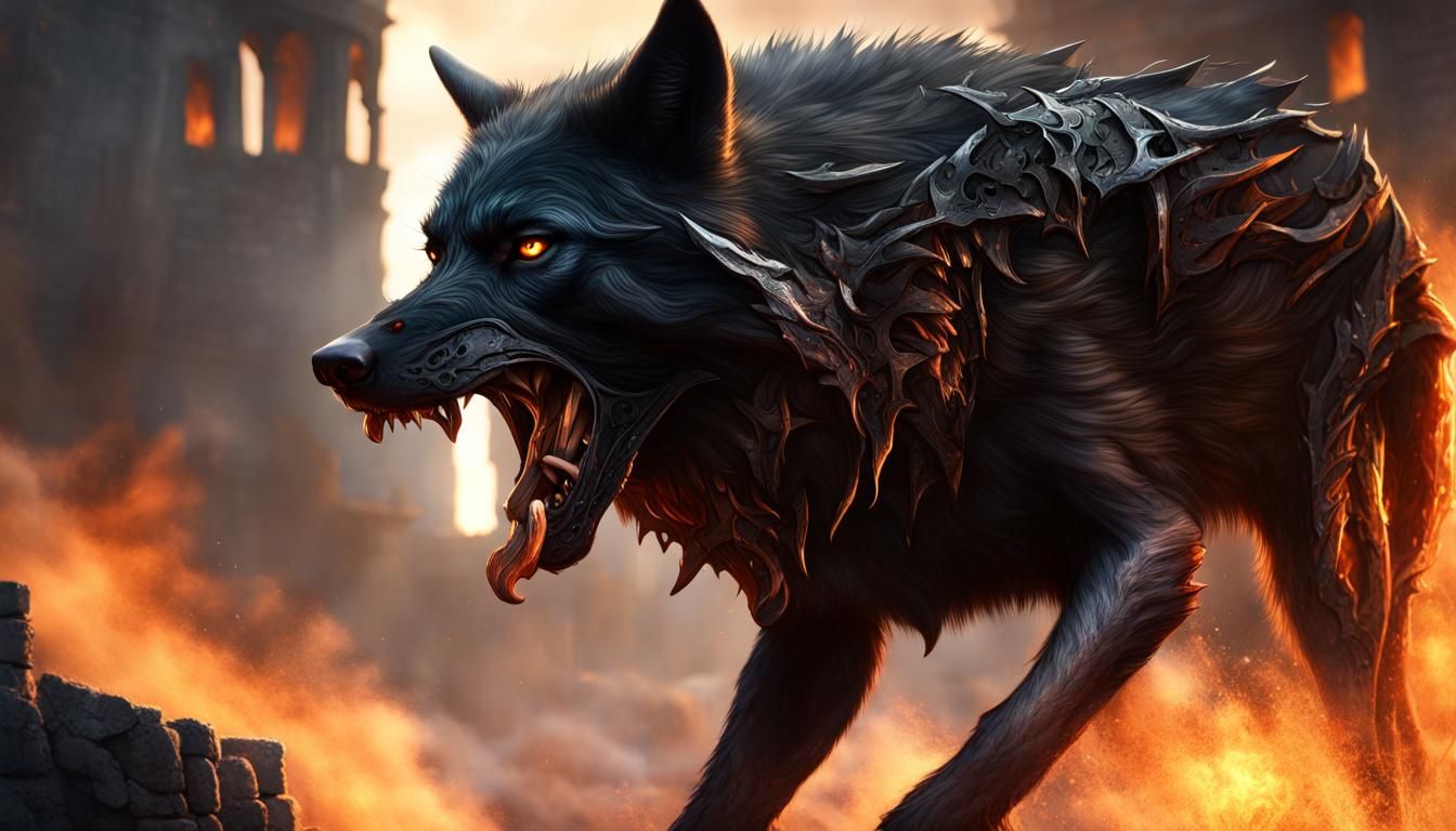 Fiery Wolf Battering Ram in Epic Battle Scene