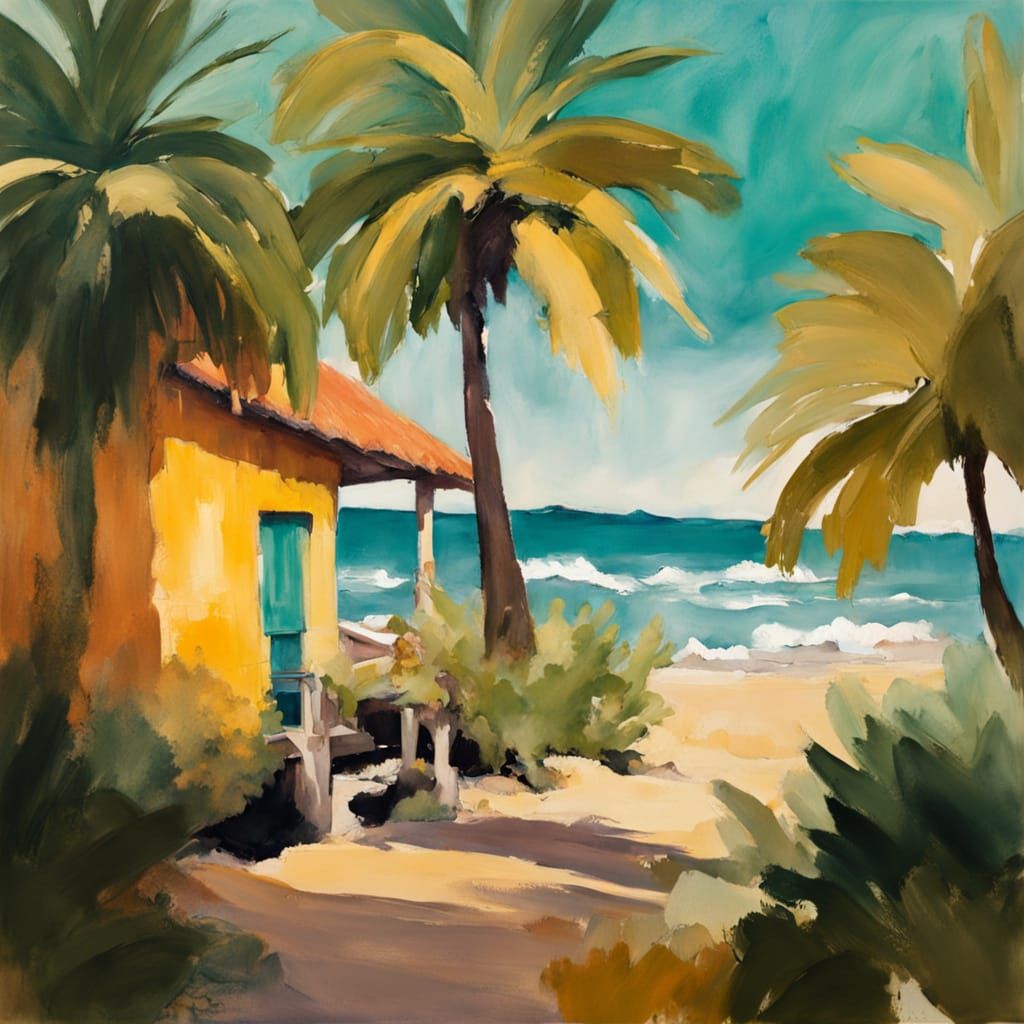 Impressionist Cottage on a Turquoise Beach
