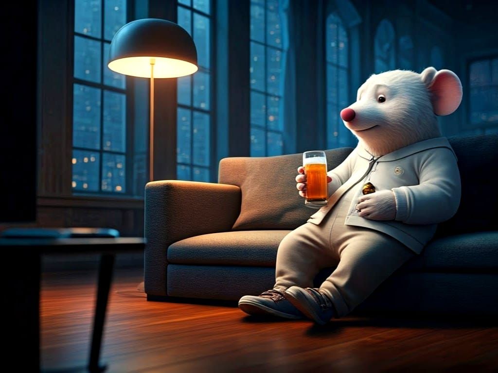 Relaxed City Mouse in Modern Living Room