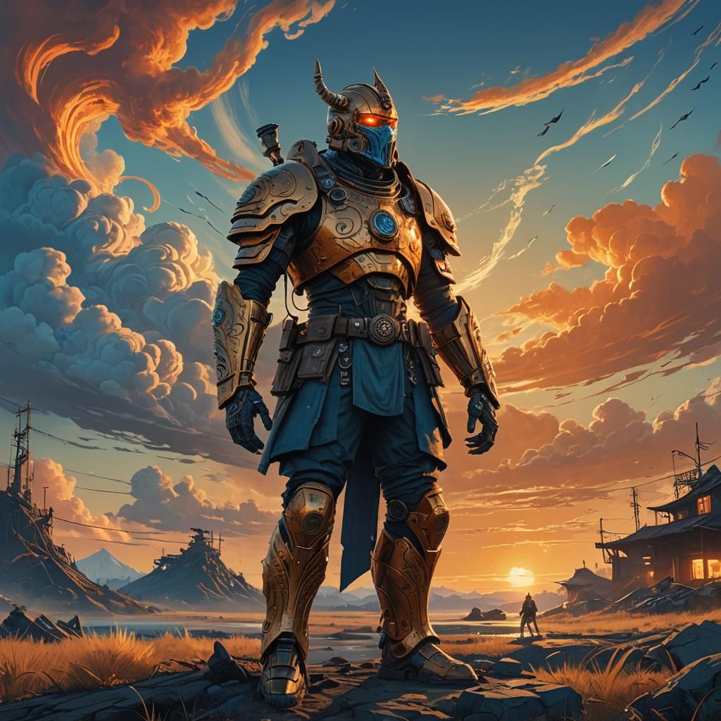 Heroic Fantasy Warrior with Glowing Armor