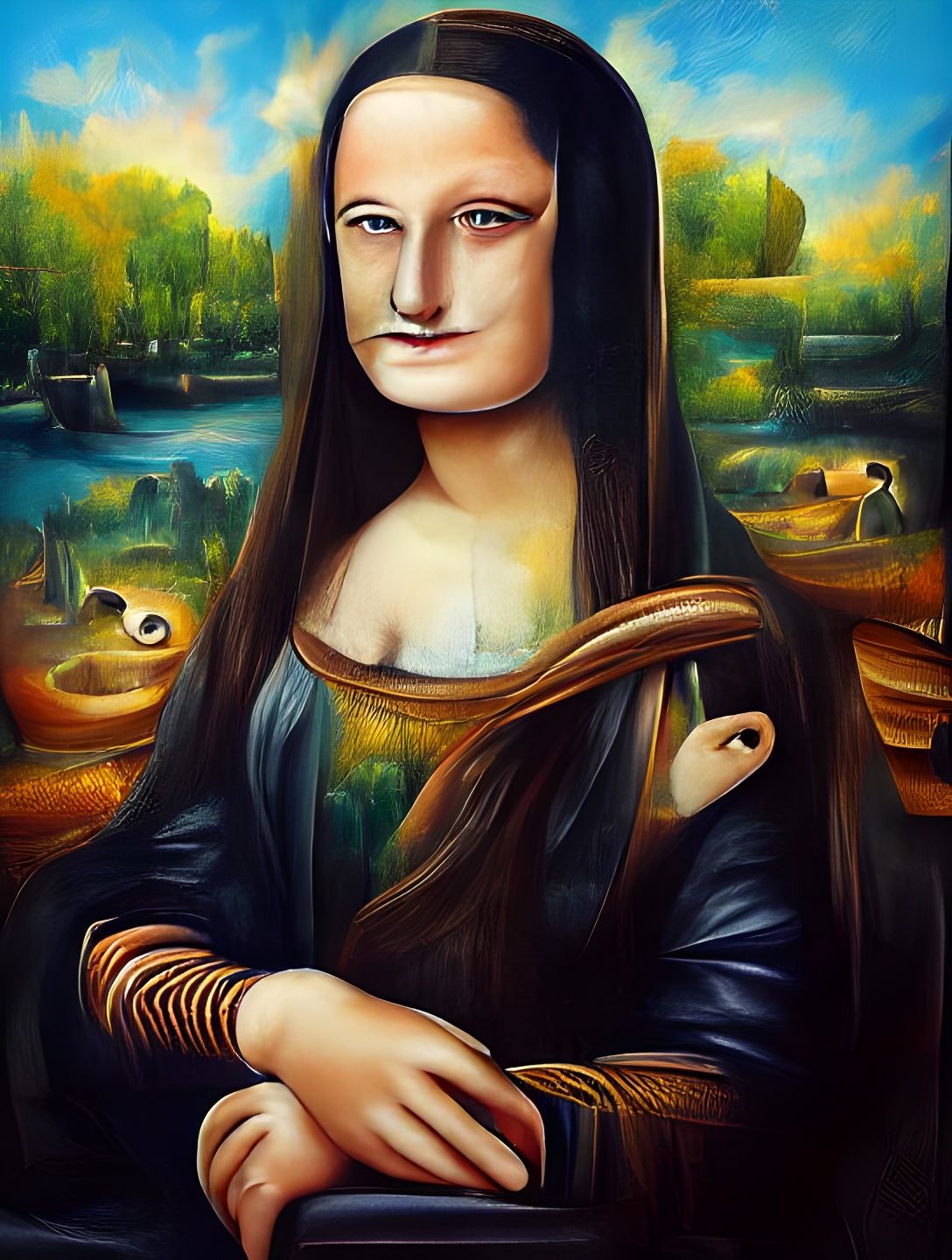 Surreal Oil Painting of Mona Lisa