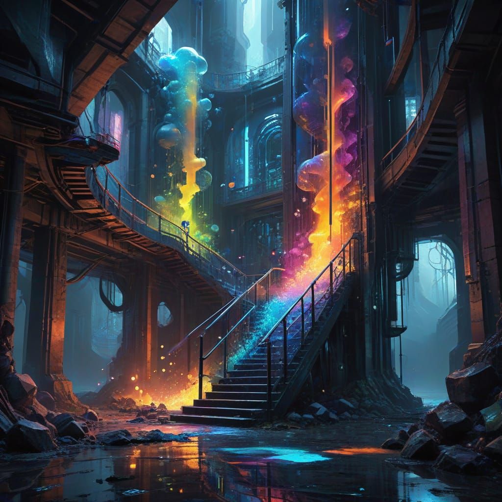 Futuristic Scientist in Sacred Science Lab