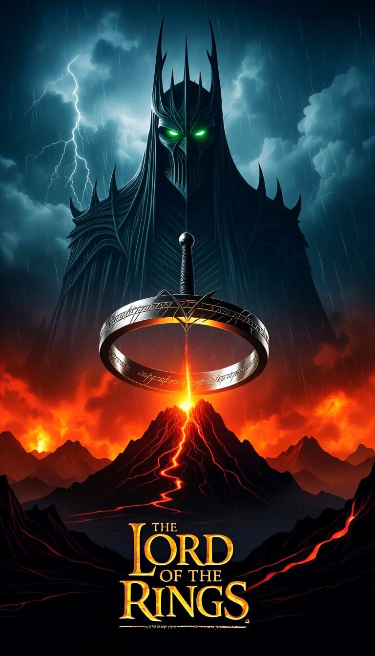 Epic Lord of the Rings Movie Poster: Sauron & Mount Doom