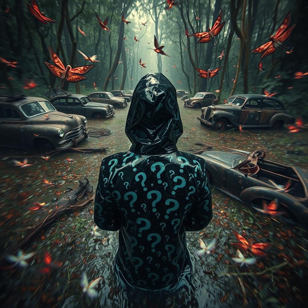 Mysterious Figure Emerges from Swamp in Noir Style