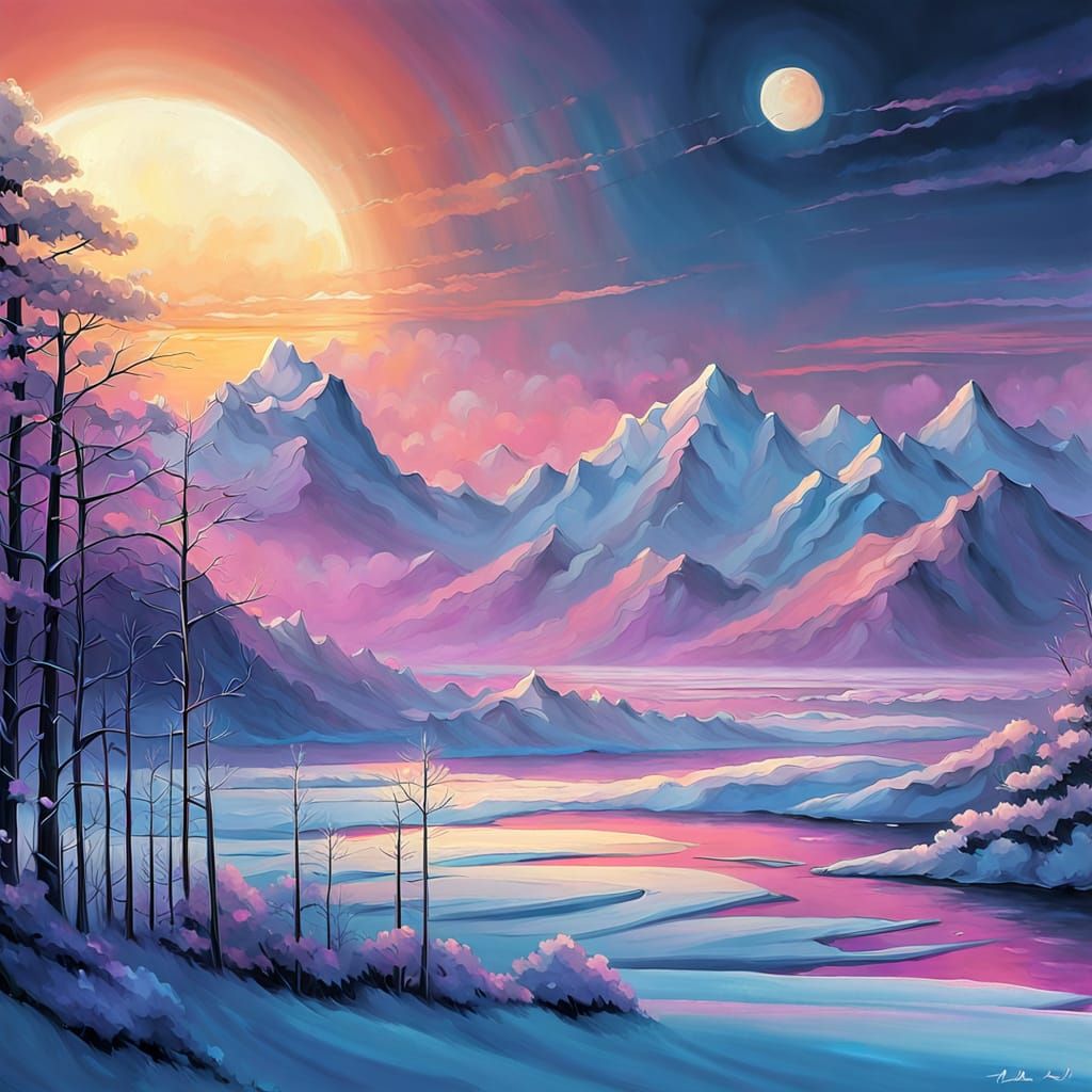 Winter Sunrise Watercolor Masterpiece