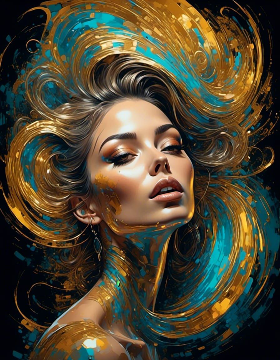 Psychedelic Cartoon Portrait with Dynamic Line Art