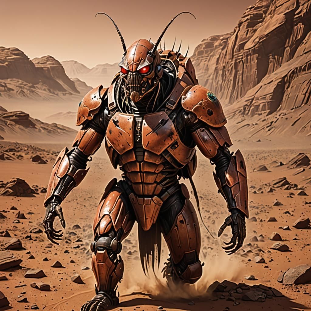 Muscular Cockroach Man on Mars