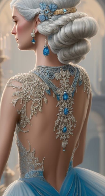 Hyperdetailed Princess in Blue Diamond Dress