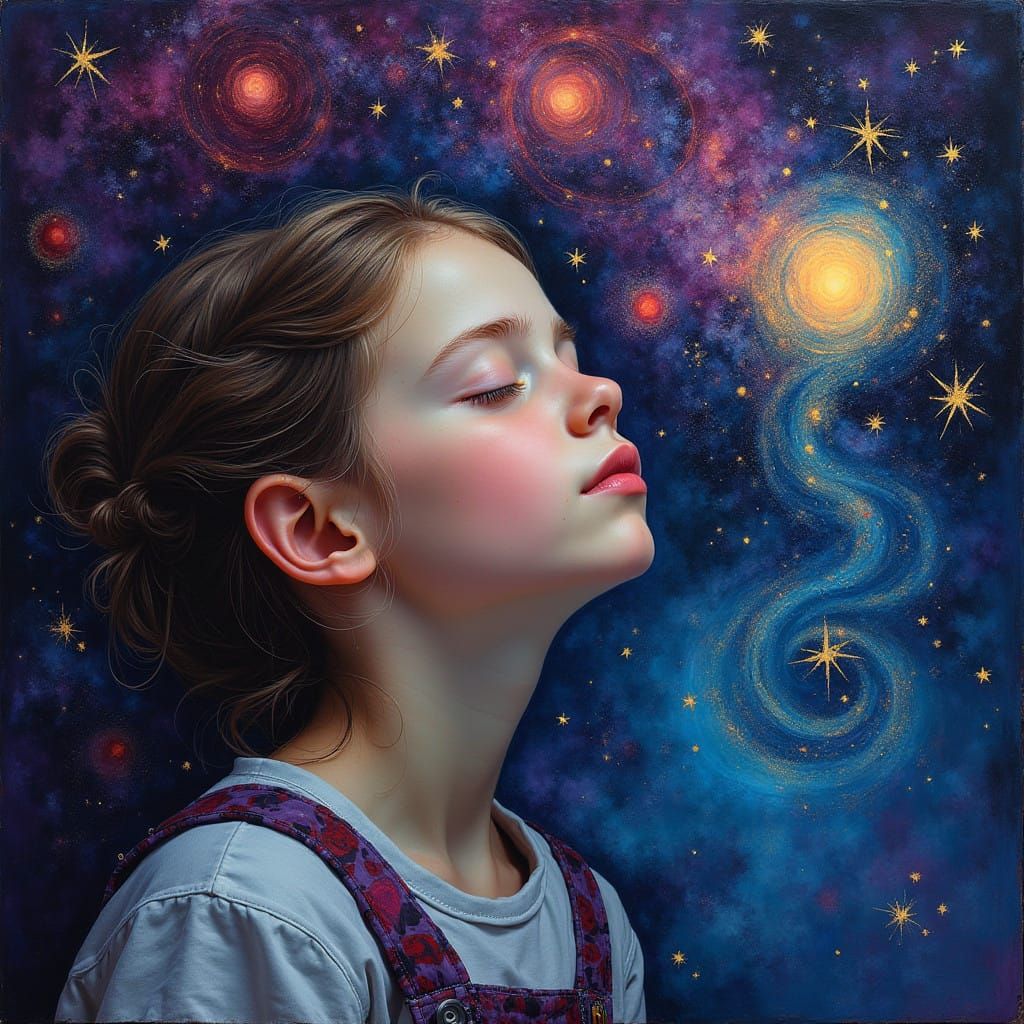 Dreamy Surreal Girl in Ethereal Landscape