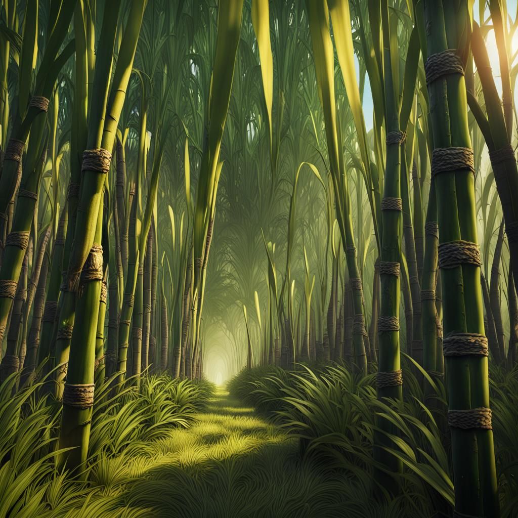 Sugarcane Field in Summer Sunlight: Matte Painting