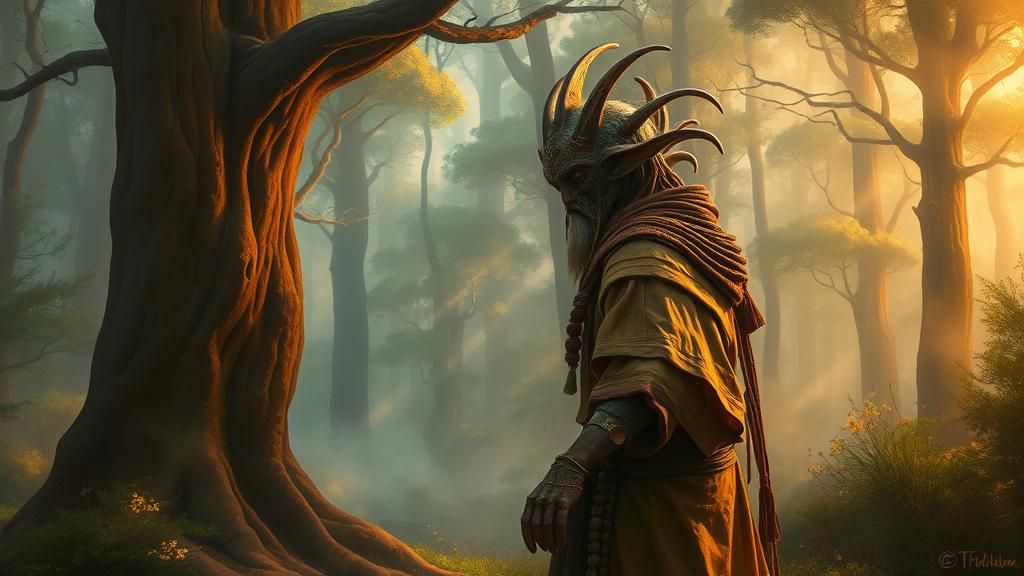 Mystical Exo-Tribal Being in Dreamworks-Inspired Oil Paintin...