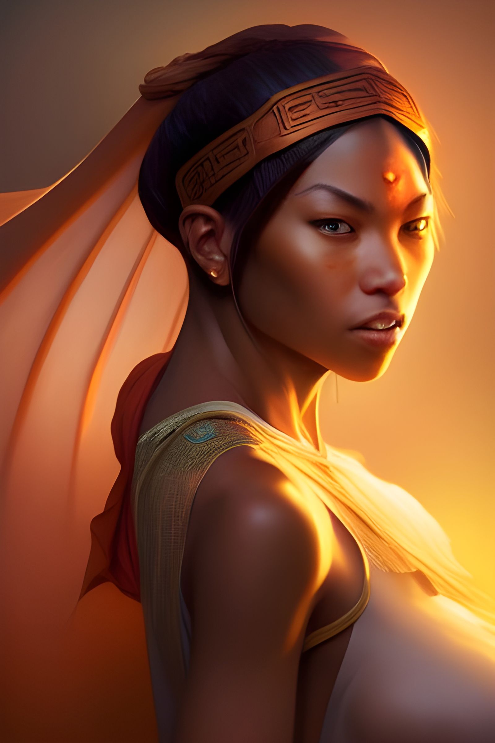 Topaz Citrine Monk Portrait in Hyperrealistic Style