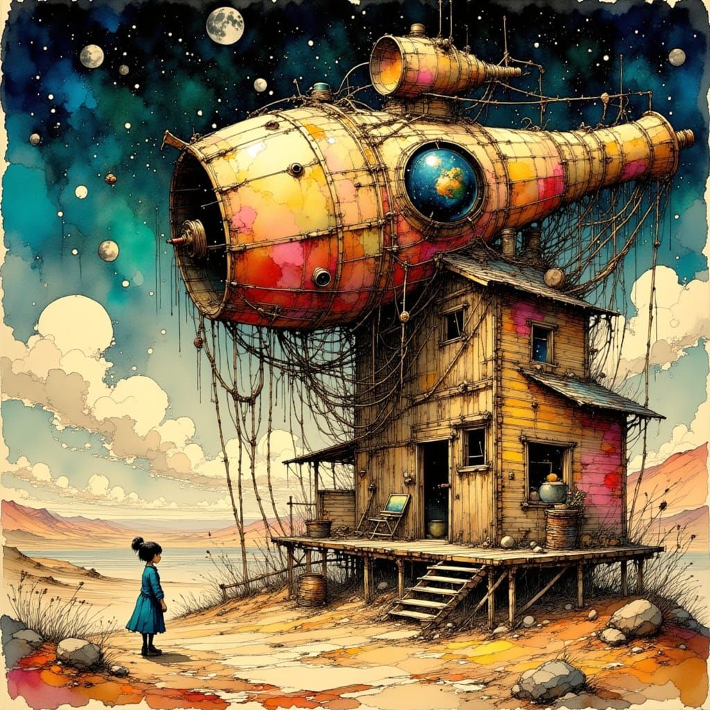 Whimsical Stargazing House in Desert Landscape