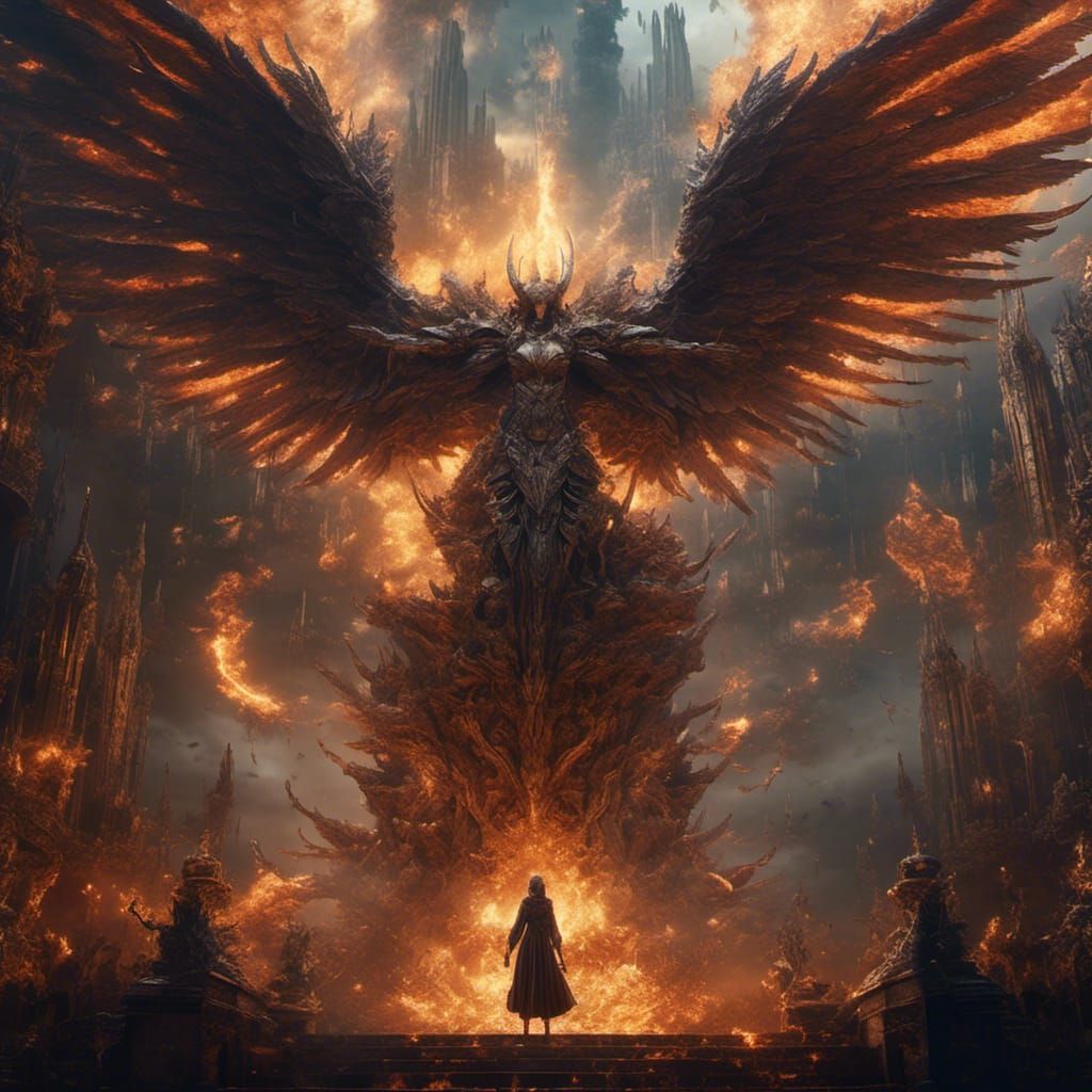 Angelic Light Versus Fiery Demon Battle