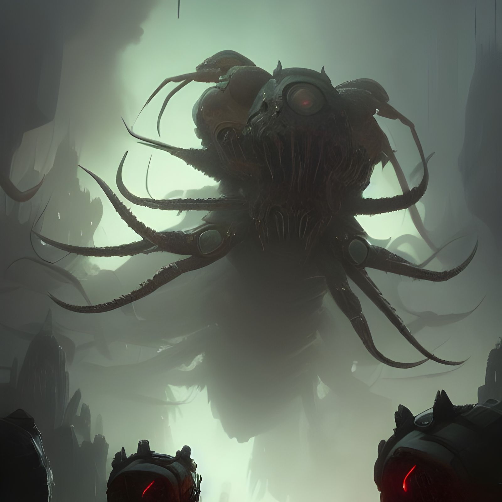 Dark Fantasy Crustacean Overlord, Detailed Digital Art