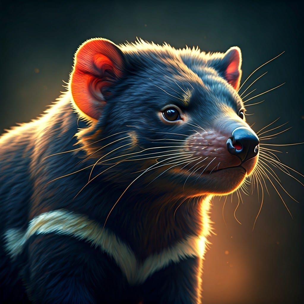 Hyperrealistic Tasmanian Devil in Vibrant, Dynamic Landscape