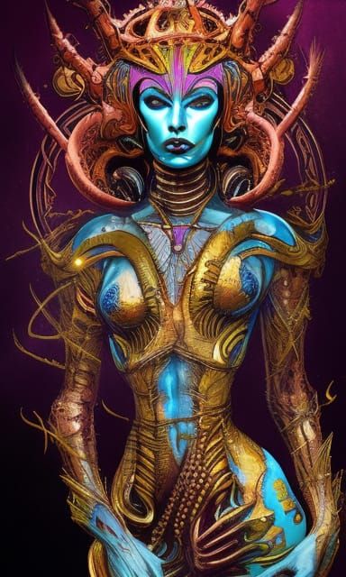 Sci-Fi Alien Queen Concept Art in Vivid Colors