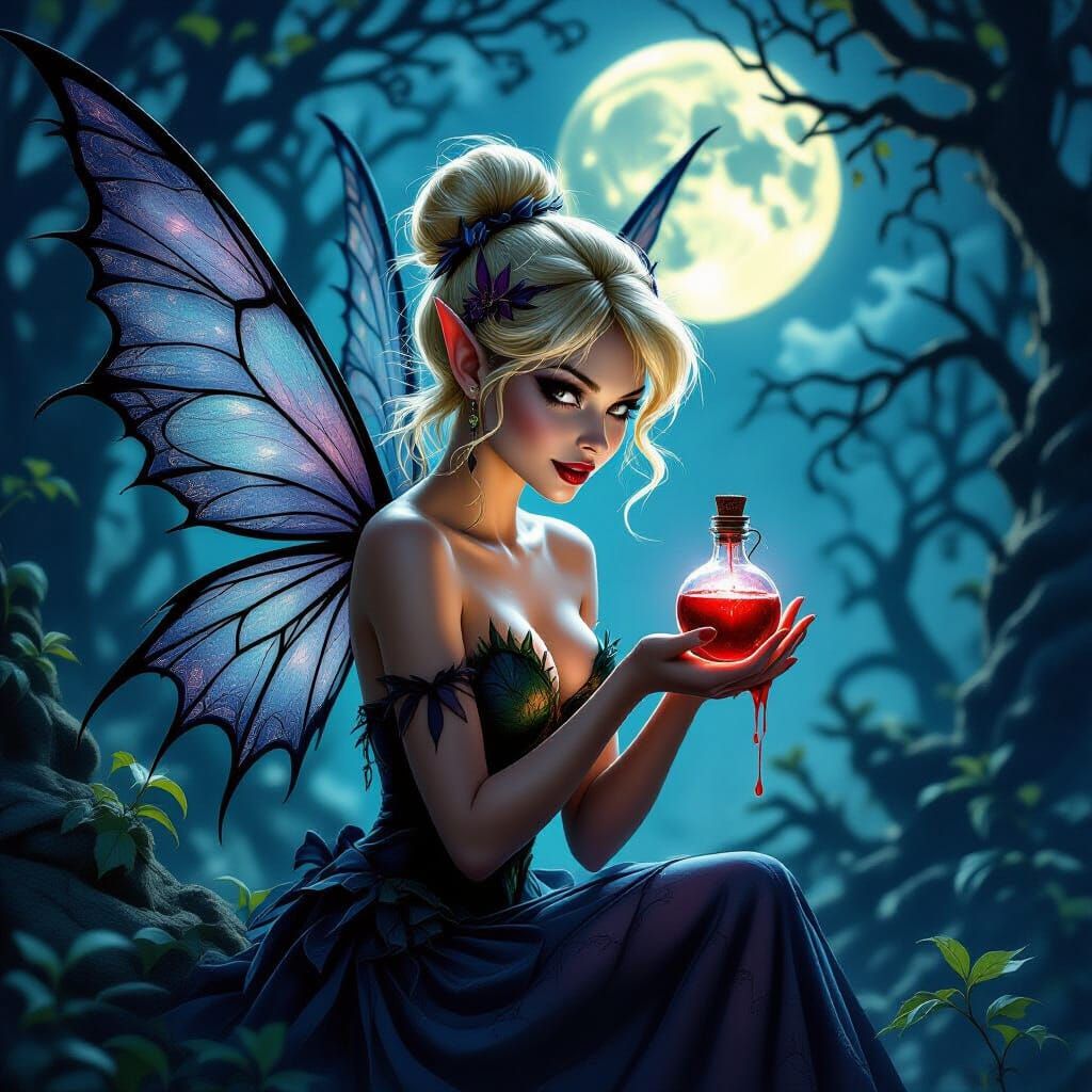 Vampire Fairy Tinkerbell in Moonlit Forest