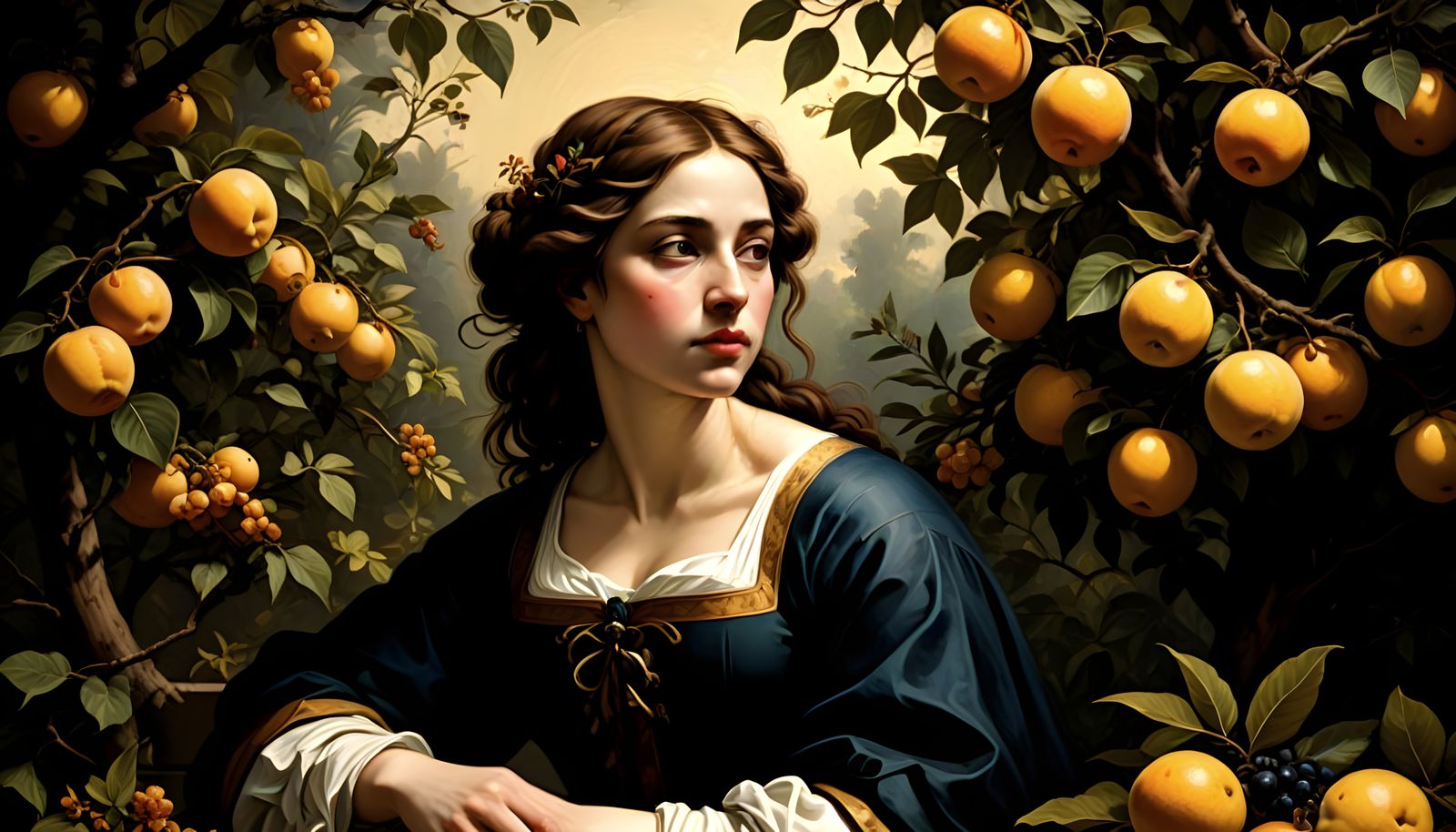 A Bird Singing on Branches, Renaissance-Inspired Painting