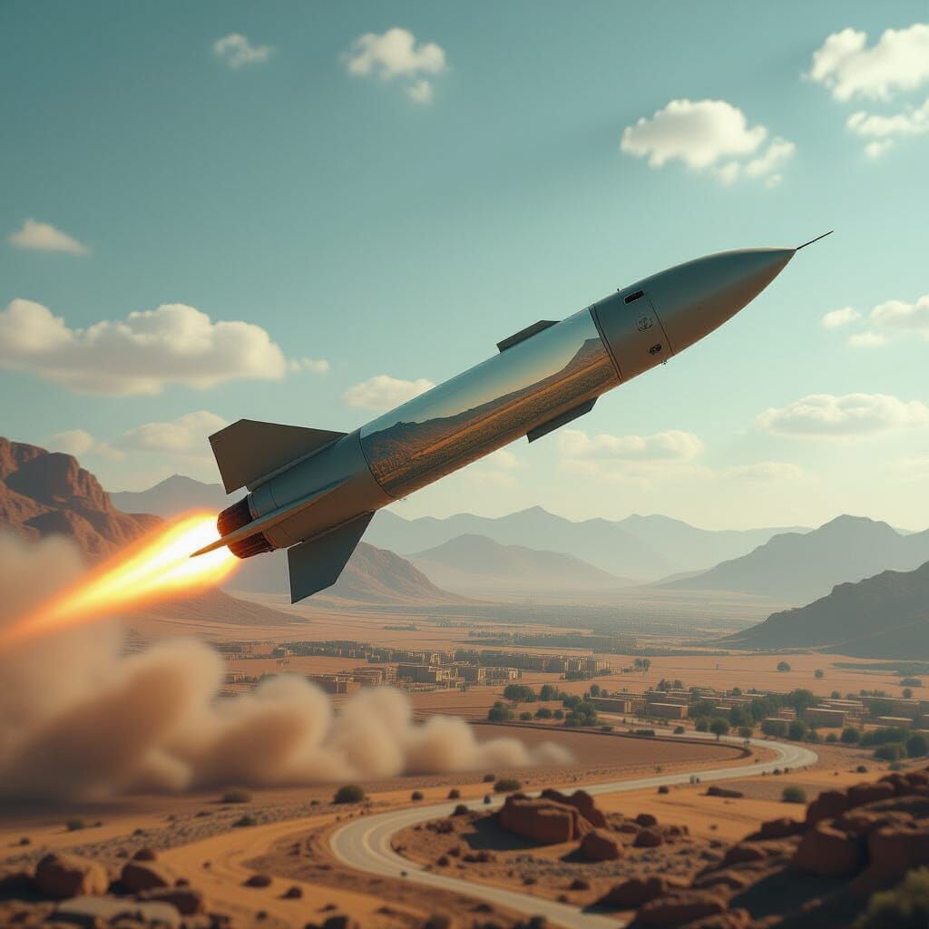 Missile Double Exposure: Yemen Landscape in Digital Art