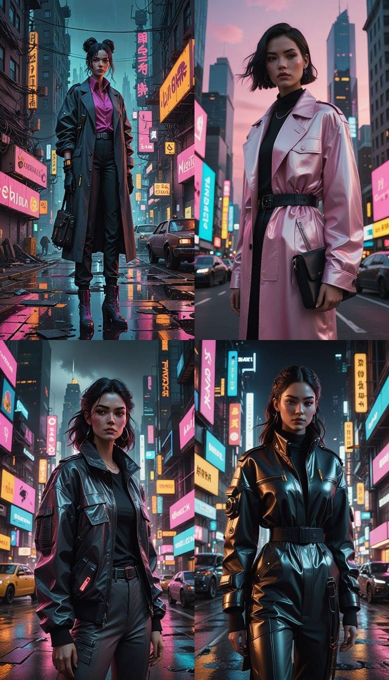 Future Business Girl in Stylish Metropolis