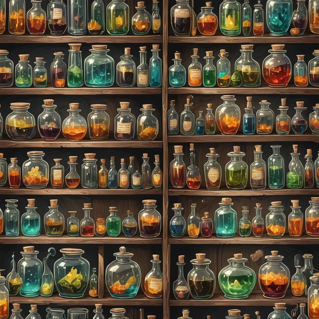 Potion Shelf Wallpaper