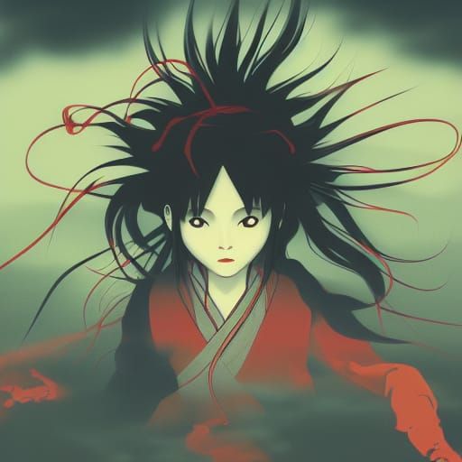 Japanese Yōkai Spirits in Anime Style