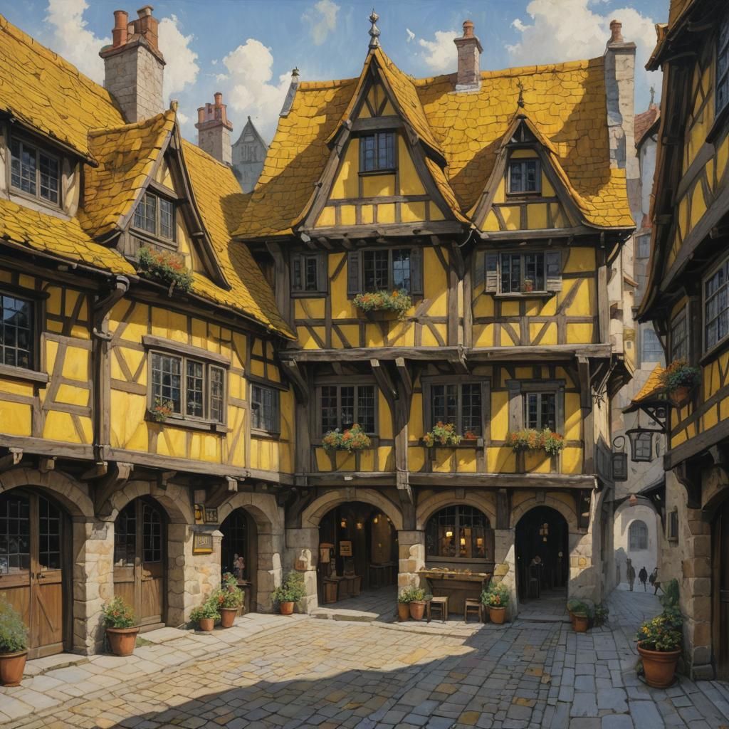 The shop is a single storey building of half-timbered walls,...