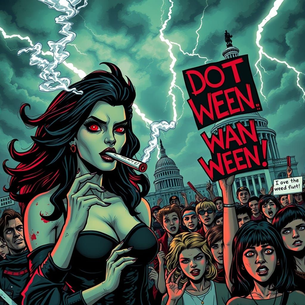 Vampire Woman and Activist Rally Against Weed Ban