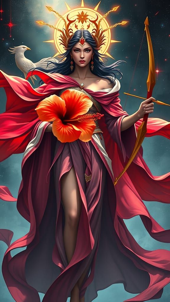 Surreal Goddess of Harmony in Vibrant Realistic Fantasy Styl...