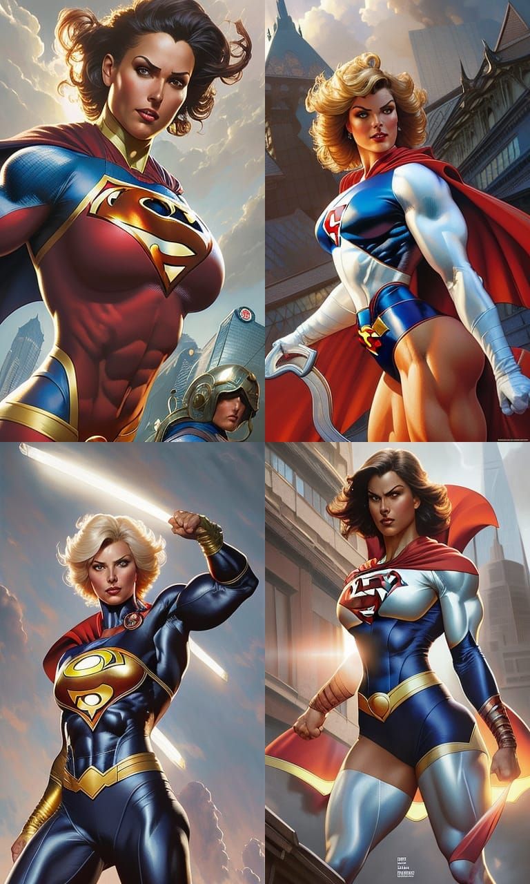 Heroic Powergirl Portrait in Digital Painting Style