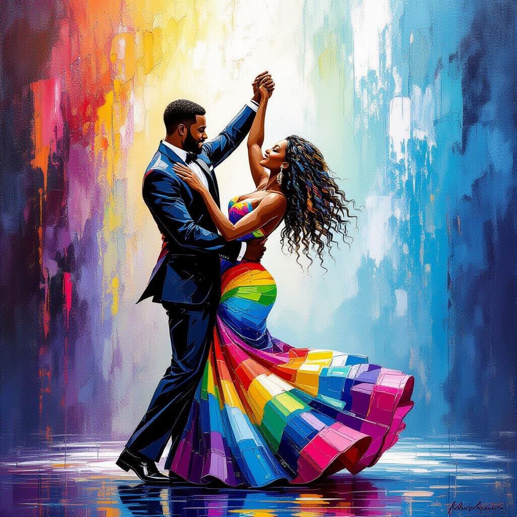 Romantic Dance: An Impasto Painting of a Couple