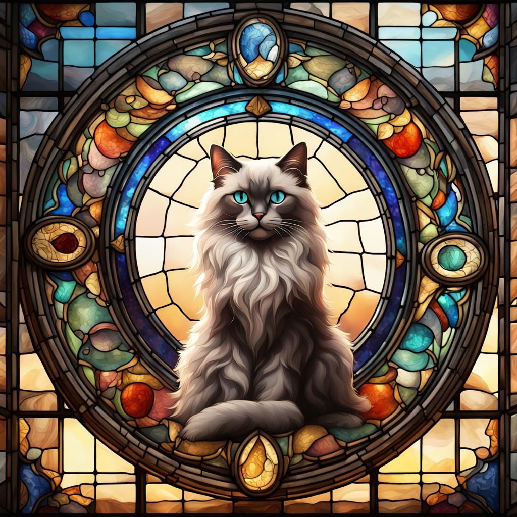 Stained Glass Ragdoll Cat Graphic