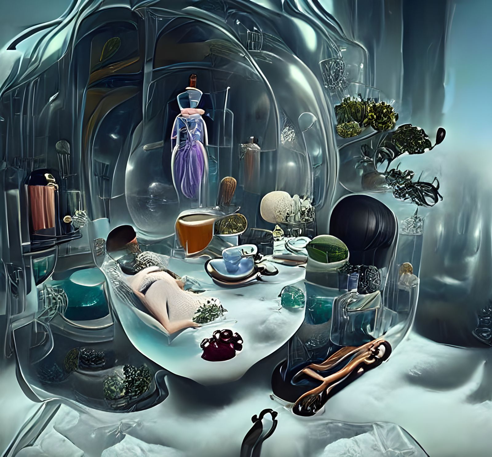 Frozen Anime Woman in Suspended Animation