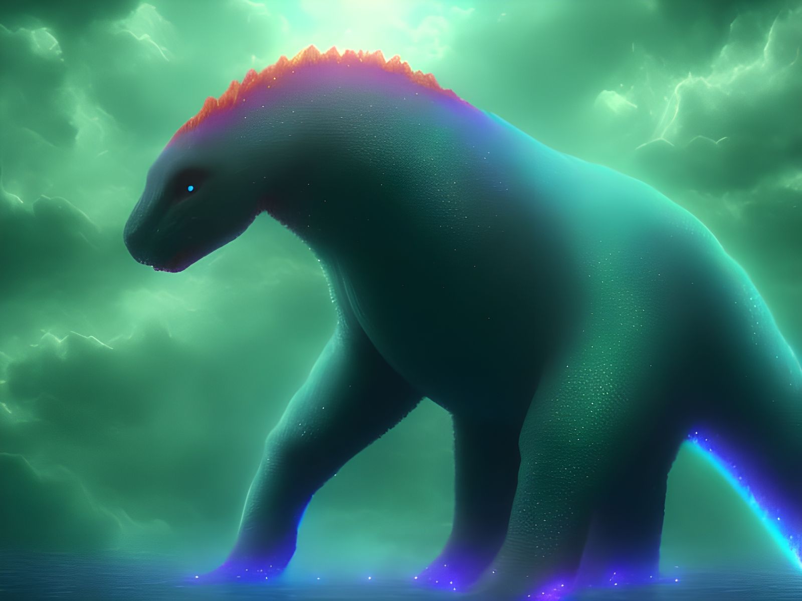 Majestic Tarasque in Rainbow Plasma, Dreamlike Vision