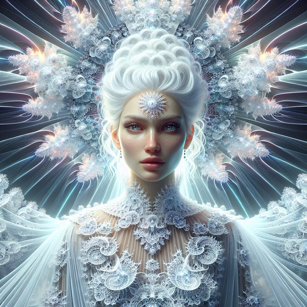 Fractal Art Portrait of a Woman in White
