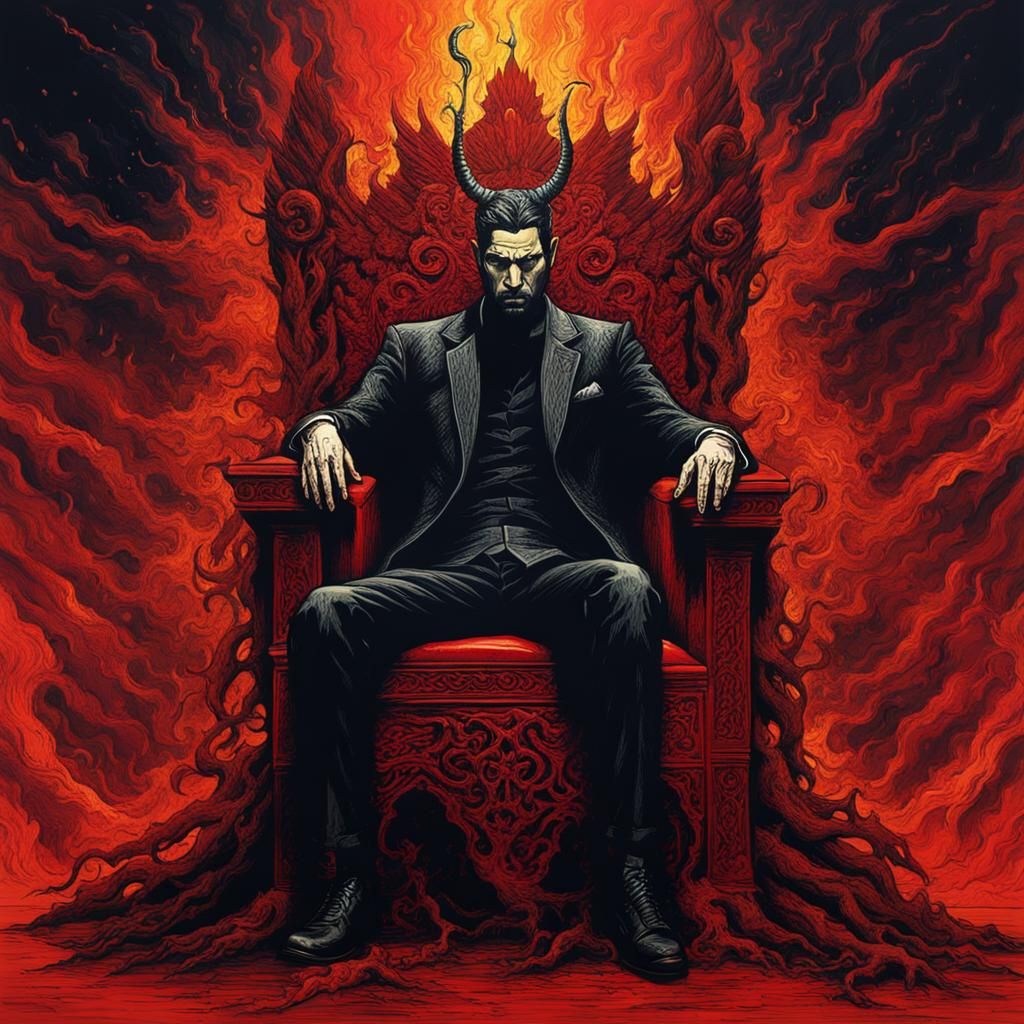 Lucifer Morningstar on the throne of hell