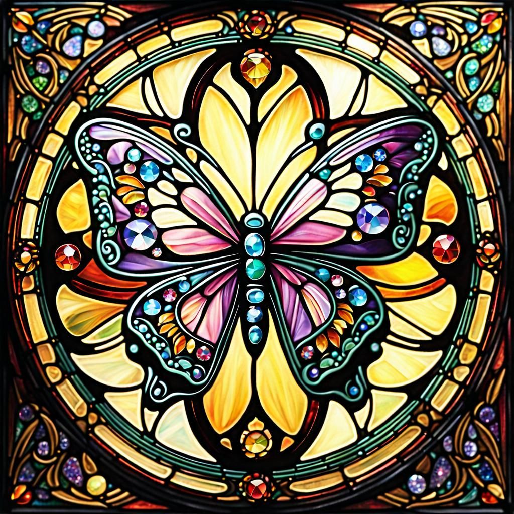 Jeweled Butterfly Stained Glass Art
